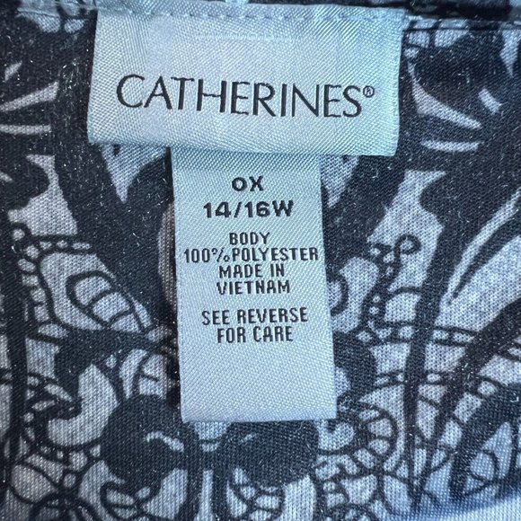 Catherines Tunic Top Womens 0X Gray Velvet Studded Floral 3/4 Sleeve Blouse - Picture 7 of 8